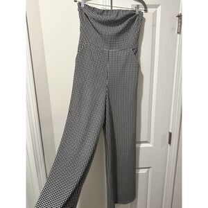 Express Houndstooth Wide Leg Pants Womens Medium High Waist Black White Trousers